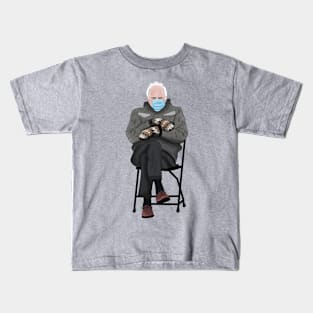 Bernie Sanders Sitting on a Chair Wearing Mittens Meme Kids T-Shirt